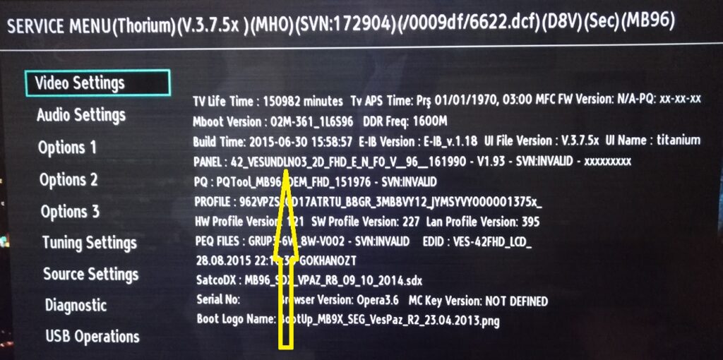 Vestel Servis Menu 1