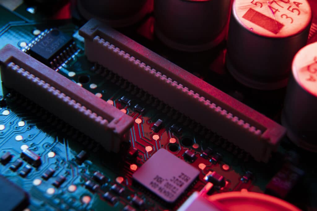 circuit board close up with different components